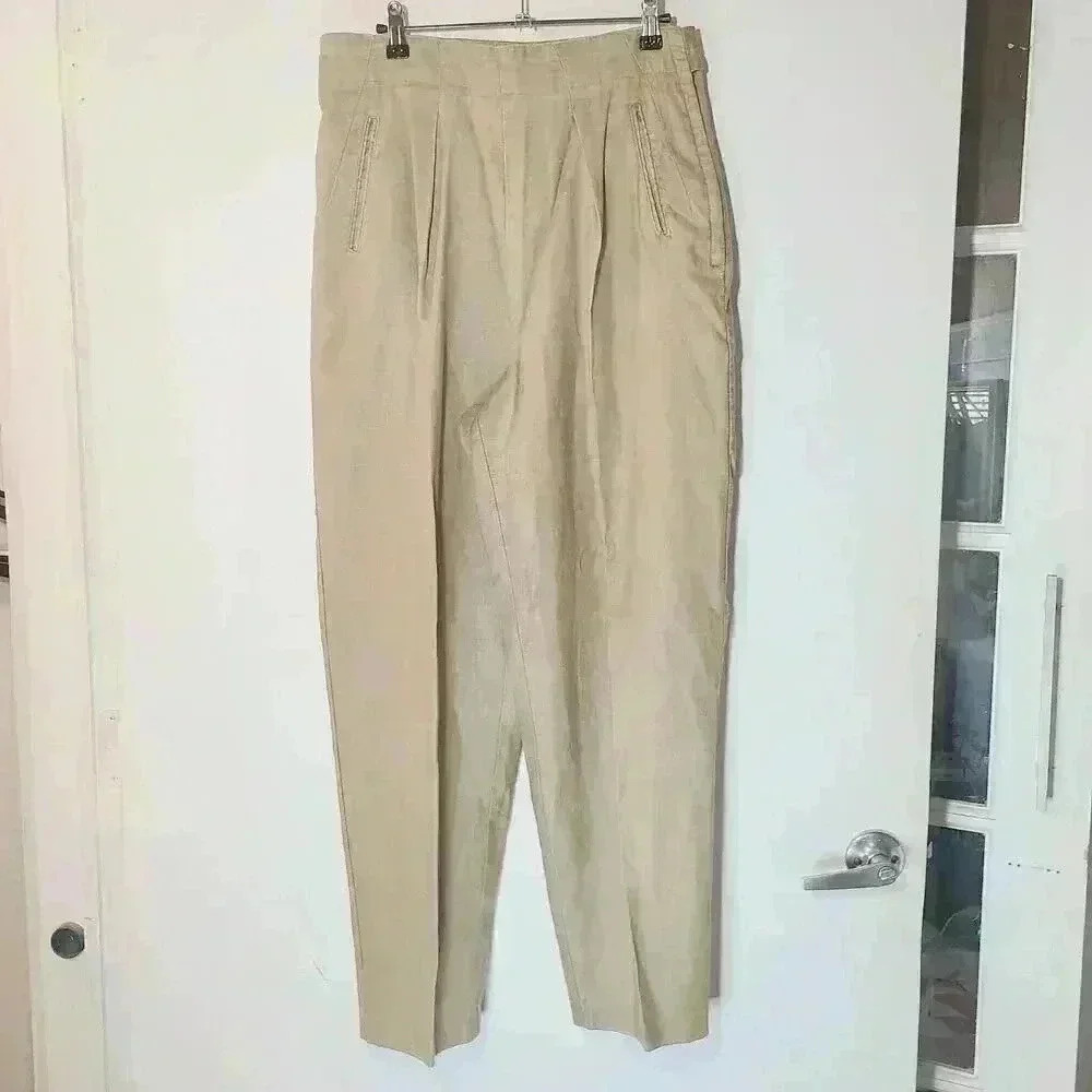 Vintage Gap High Waist Linen Tapered Leg Pants Sz 13/14